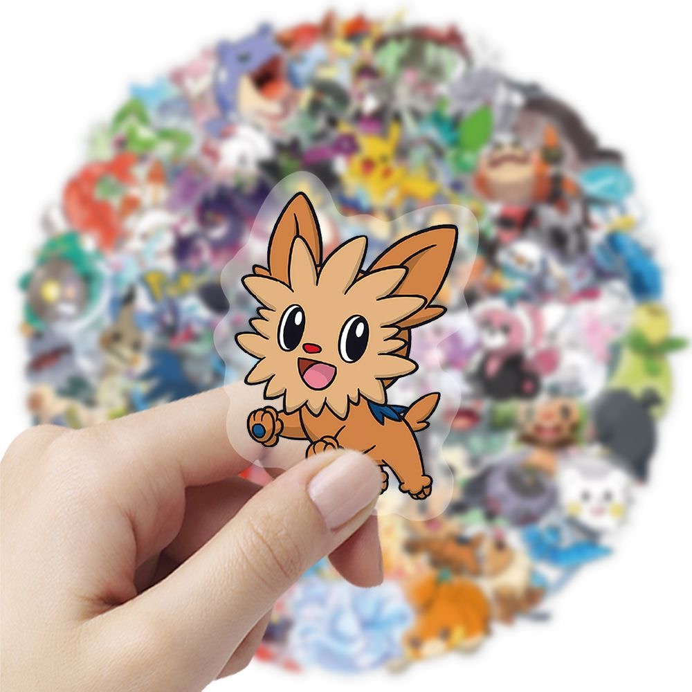 Tablet Cute Accessories - 100枚入りポケモンステッカー かわいい漫画風透明防水デカール ノートパソコン、携帯電話、日記帳のDIYデコレーション用