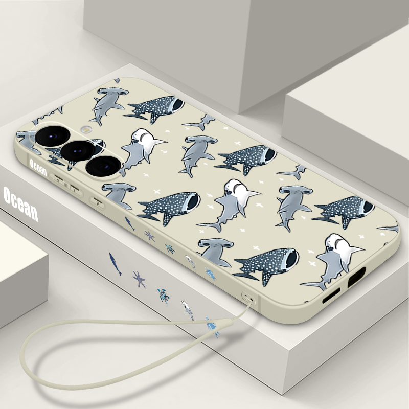 Samsung Galaxy A55 - 漫画のサメ柄スマホケース Samsung Galaxy S25 Edge S24
