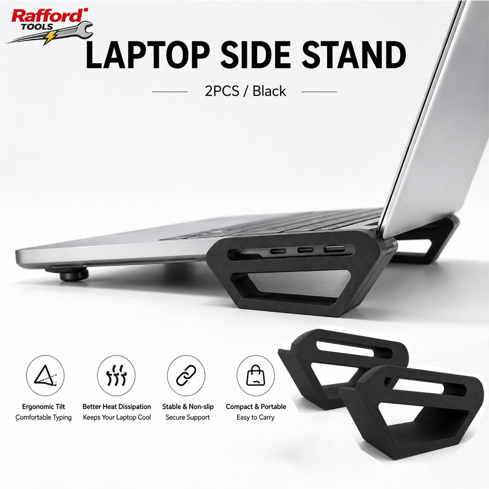 Cooling Stand Tablet - Rafford ラップトップサイドスタンド、ポータブル人間工学に基づいたノートブックライザー、デスク用滑り止め、MacBook およびラップトップ用の冷却空気流サポート