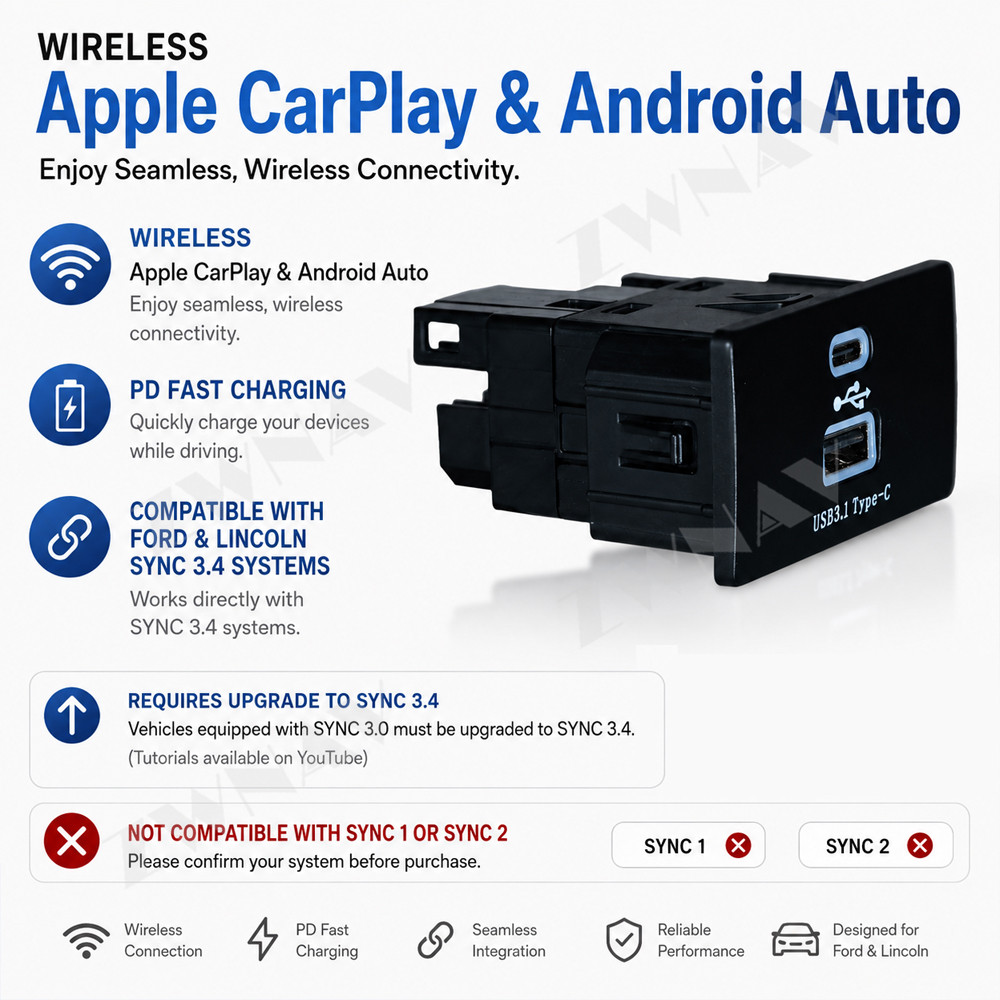 フォード・リンカーン SYNC 3.4 2016-2023用 - Usb Hub Type C のレビューと価格
